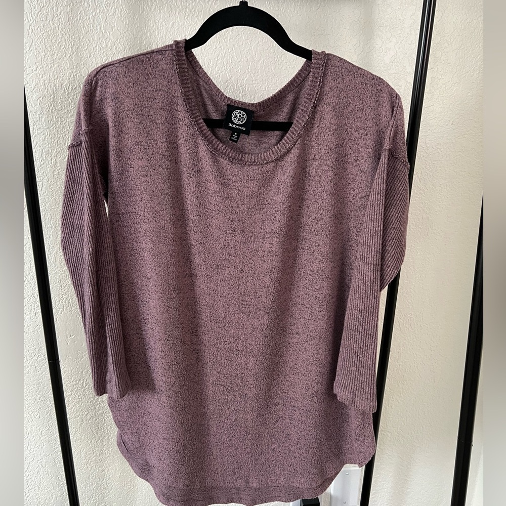 Light Weight Purple & Black 3/4 Length Sleeve Sweater